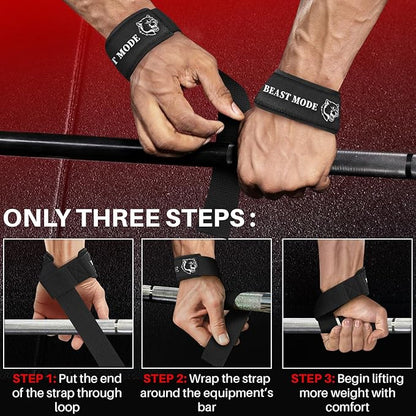 TECEUM Lifting Straps for Weightlifting Gym Strength Training - Wrist Straps with Neoprene Padded Cotton - Men & Women – Ideal for Powerlifting, Bodybuilding & Deadlifts