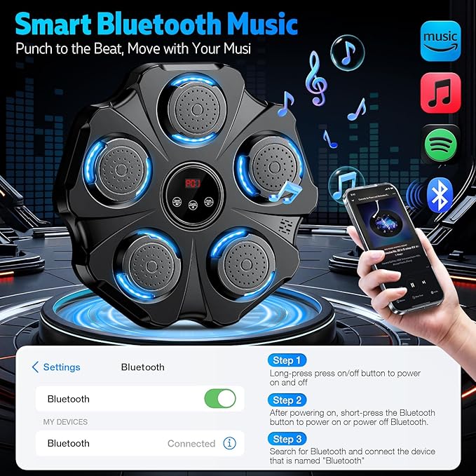 2025 Upgraded Music Boxing Machine - Interactive Punching Trainer, Large Size Wall Mounted Electronic Boxing Target with Adult & Kids Gloves, 9 Modes & 9 Speeds for Adults & Kids
