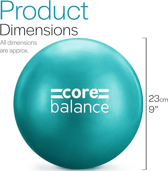Core Balance 9 Inch Anti Burst Pilates Ball - Mini Exercise Ball for Yoga, Barre, Stretching and Core Stability Workout