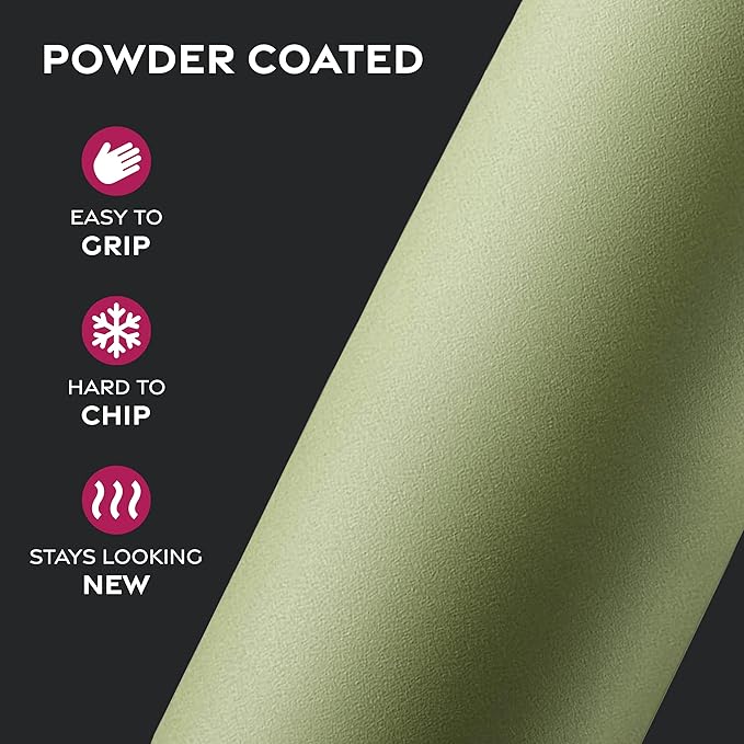 FineDine Water Bottle - Stainless Steel Insulated Water Bottle with Straw Lid, Flip Lid & Wide-Mouth Cap - Keeps Hot and Cold - 40 Oz / 1.18L - Army Green