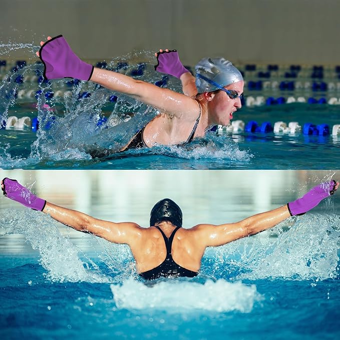 Hungdao Water Aerobics Set for Aquatic Exercise 1 Pair Swimming Glove 2 Pcs Foam Swim Aquatic Cuffs Water Weights Pool Resistance Fitness Equipment for Adults Swimming Training Workouts