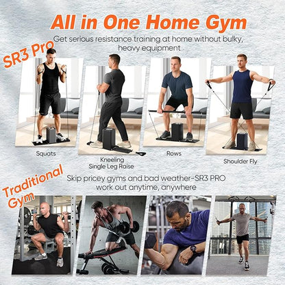 SR3 PRO Portable Smart Home Gym | All-in-One 5-180LBS Resistance Adjustable Trainer for Full Body Strength Training | Foldable Fitness Equipment for Home,Outdoor & Travel Use
