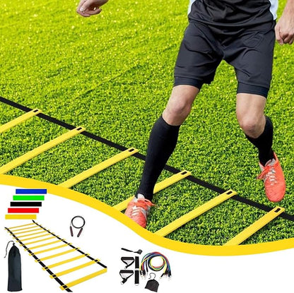 Agility Ladder Training Equipment - Speed Trainlng Gear, Adjustable Sports Set | Complete Soccer Practice Equipment, Foldable Workout Kit for Athletes, Endurance Tralning Tools for Kids Adults
