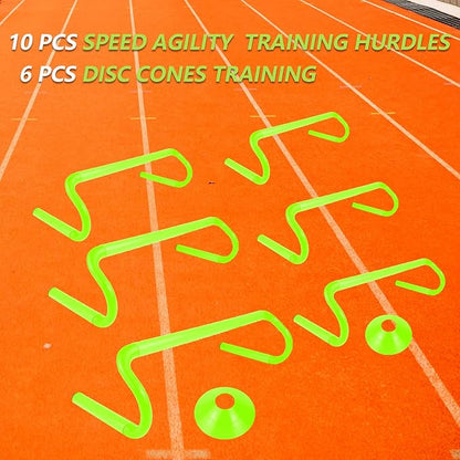 10 Pcs 6" Speed Agility Training Hurdles with 6 Marker Cone Durable Training Hurdle Agility Plyometric All Purpose Speed Hurdle Equipment for Athletes Soccer Basketball Football Practice