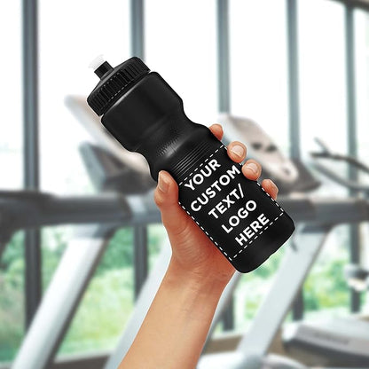 DISCOUNT PROMOS 28 oz. Custom Push Cap Plastic Water Bottles Set of 10/50/100, Personalized Bulk Pack - Perfect for Gym, Hiking, Camping, Outdoor Sports - Black