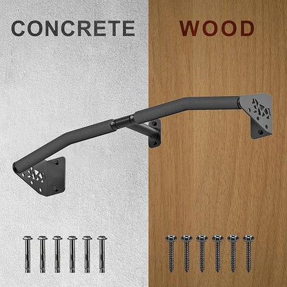 SELEWARE Heavy Duty Wall Mount Pull Up Bar, Joist Mount Chin Up Bar for Doorway, Sturdy Steel Construction, w/Resistance Band Hooks, Fits 32"/36" Wall Studs for Home Gym Strength Training