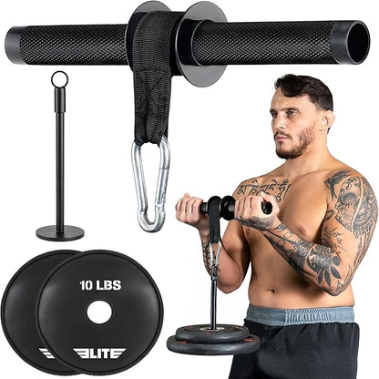 Elite Forearm Strengthener, Forearm Roller with 2x10lbs Sand Plates, Plates Holder & Adjustable Straps, Thick Anti-Slip Handle, Forearm Exerciser, Wrist Roller, Arm Blaster, Hand Grip Strengthener