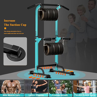 DlandHome Power Tower Pull Up Dip Station Multi-Function Fitness Equipment for Strength Training Adjustable Height Dip Stand for Home Gym