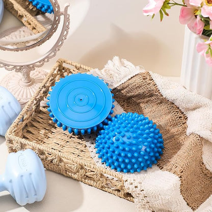 2 Pcs Half Round Massage Ball for Feet Blue Spiky Massage Ball for Adults Sports, Stability Training, Muscle Balancing Therapy, Yoga Gymnastics Exercise