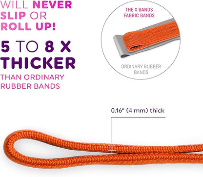 The X Bands Exercise Resistance Bands - Non-Slip Extra Thick Fabric Hip Loop Booty Bands - 20, 30, 40, 50 lb - Fitness Workout for Legs, Butt Training, Stretching, Yoga