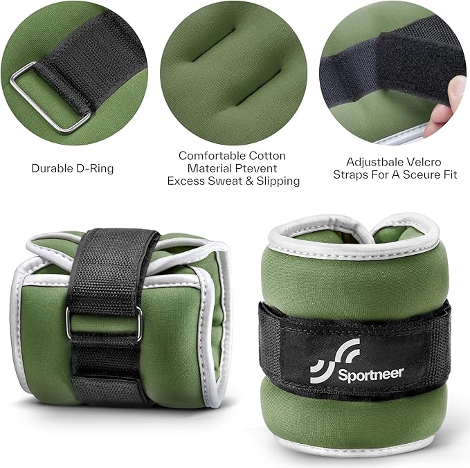 Sportneer Ankle Weights Wrist Weights Pair of 1/2/4/6/10 LBS for Men Women Kids Strength Training Wrist and Ankle Weights Set with Reflective Strips for Dancing Running Walking Fitness Workout Gym
