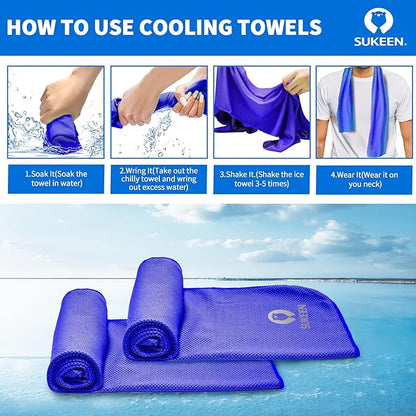 Sukeen Cooling Towel for Neck and Face (40"x12"), Microfiber Bulk Cooling Towels for Athletes Cooling Neck Wraps Instant Cooling Towels for Yoga,Gym,Golf,Running,Fitness and Workout