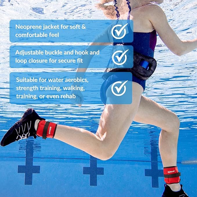 Sporti Fitness Ankle Weights - Water Ankle Weights for Aqua Belt Pool Exercise, Comfortable Fit
