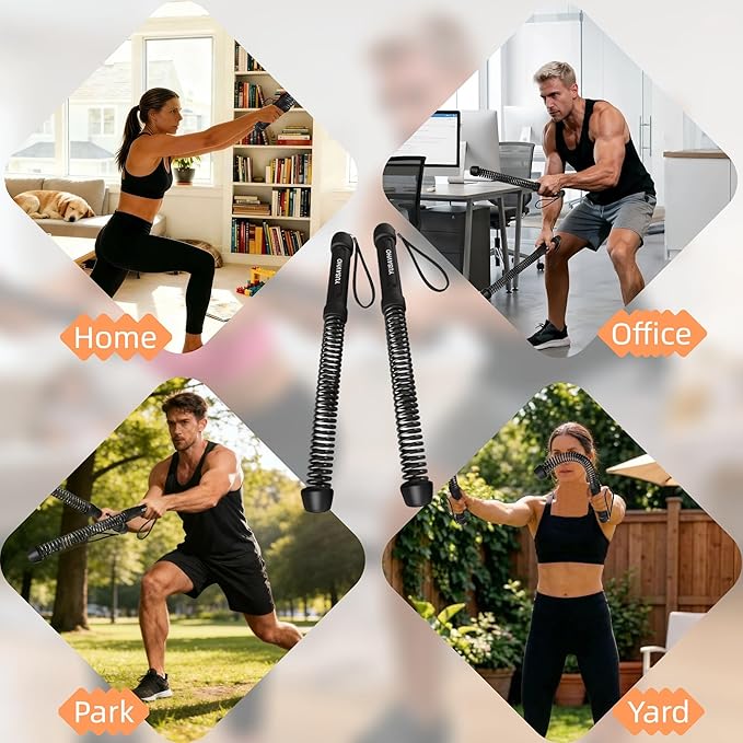 Ropeless Battle Ropes for Home Gym-Portable Cordless Training Rope Fitness Equipment for Men & Women,Weighted Workout Ropes for HIIT,Versatile Exercise Equipment for Home and Travel(Black)