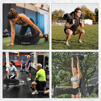 GarveeLife Workout Sandbag Unfilled - 5-200 LBS Heavy Duty Fitness Sandbag for Strength Training, Core & Full-Body Exercises | Adjustable Weight Home Gym