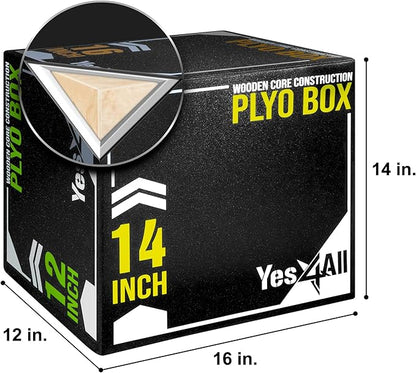 Yes4All 3-in-1 Soft-Padded Plyo Box With Wooden Core, Non-Slip Multi-Use Cushioned Plyometric Jump Box with Vinyl Cover for Jumping, Conditioning, Strength Training