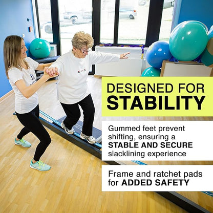 GIBBON Slackrack - Freestanding Outdoor or Indoor Slackline - Slack Line for Kids & Adults - Balance Trainer - Setup in 7ft or 10ft