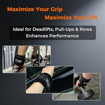 Weight-Lifting-Straps - Neoprene Padded Wrist Support with Nylon Dura Grip, Wrist Wraps for Weightlifting, Powerlifting, Deadlift & Strength Training