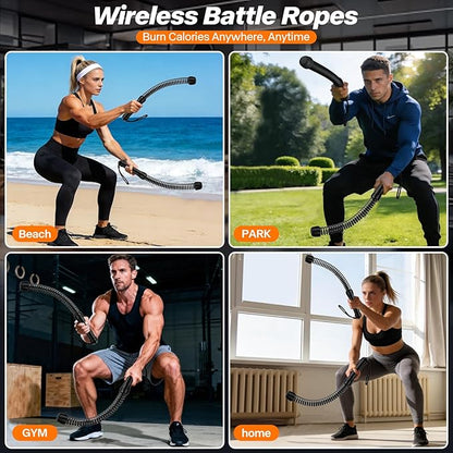 Ropeless Battle Ropes for Home Gym - Portable Cordless Training Rope Fitness Equipment for Men & Women, Weighted Workout Ropes for HIIT, Home and Travel Exercise Equipment