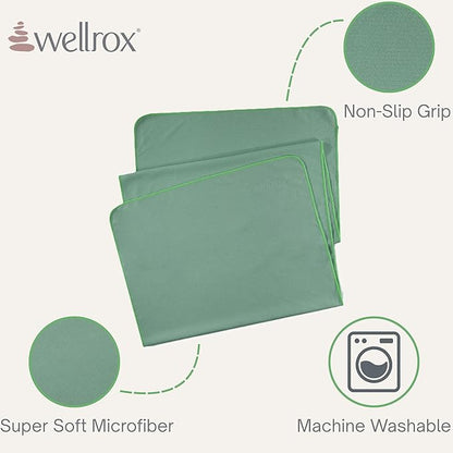 Wellrox Microfiber Yoga Mat Towel with Grip – Ultra Absorbent, Super Soft, and Quick Dry Hot Yoga Towel Non Slip for Pilates, Bikram, and Fitness Workouts (74” x 26”, Green)