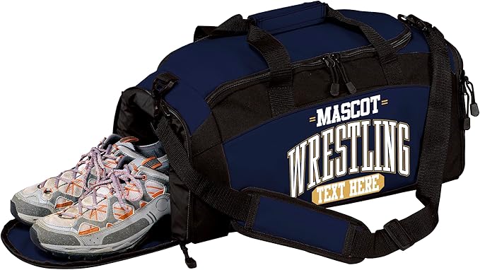 Personalized Wrestling Duffel Bag with Shoe Compartment – Custom Name Wrestling Gear Bag – Athlete Gym Bag for Boys & Girls – Team Travel Sports Duffel with Separate Shoe Pocket