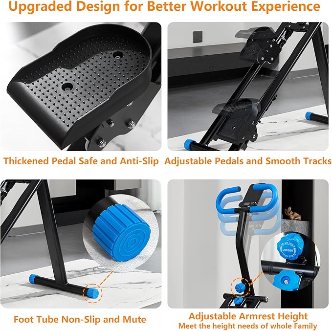 Stair Stepper for Home Gym Exercise, Vertical Climber Exercise Machine for Full Body Workout, Compact Folding Cardio Exercise Climber with Adjustable Handlebar (Blue)