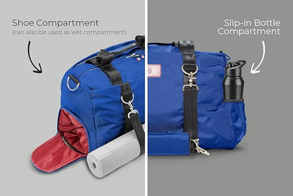 Live Well 360 Gym Duffel Bag for Men or Women – Bag with Shoe, Laptop & Wet Compartment - Perfect Sports or Workout Shoulder Bag with Multiple Compartments – CrossFit, Yoga, Boxing - THE LUXX