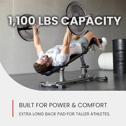 Finer Form Semi-Commercial Decline Sit Up and Flat Weight Bench. Adjustable Fitness Equipment and Exercise Bench for Abs, Crunches, and Strength Training. Great Workout Equipment for the Home Gym.