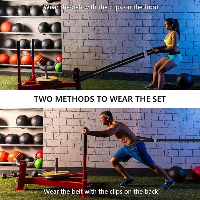 Sled Pulling Belt Set, Adjustable Waist Training Belt with Pulling Rope for Strength Agility Power Training to Help Full Body Building