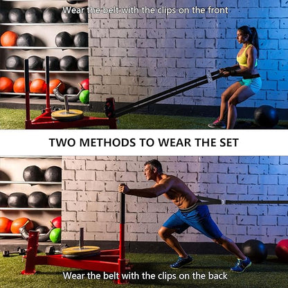 Sled Pulling Belt Set, Adjustable Waist Training Belt with Pulling Rope for Strength Agility Power Training to Help Full Body Building