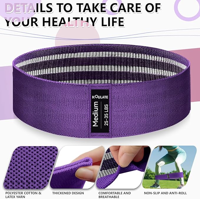 Exercise Bands, 3 Levels Fabric Resistance Bands for Working Out, Workout Bands Resistance for Women & Men, Multi-Colored Fabric Booty Bands for Leg Strength Training, Rehab, Yoga