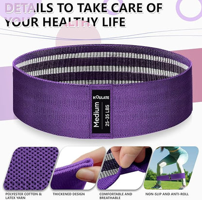 Exercise Bands, 3 Levels Fabric Resistance Bands for Working Out, Workout Bands Resistance for Women & Men, Multi-Colored Fabric Booty Bands for Leg Strength Training, Rehab, Yoga