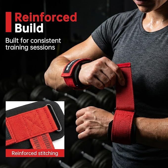 Lifting Wrist Straps for Weightlifting, Heavy Duty Wrist Straps for Deadlifts, Powerlifting, Bodybuilding and Strength Training, Secure Grip Support for Men Women 1 Pair