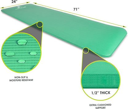 ProsourceFit Extra Thick Yoga and Pilates Mat ½” (13mm) or 1" (25mm), 71-inch Long High Density Exercise Mat with Comfort Foam and Carrying Strap