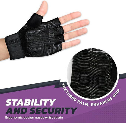 Wrist Support Gloves with Patented Ergonomic Gel Pad and Wrist Wrap for Women and Men's Workouts