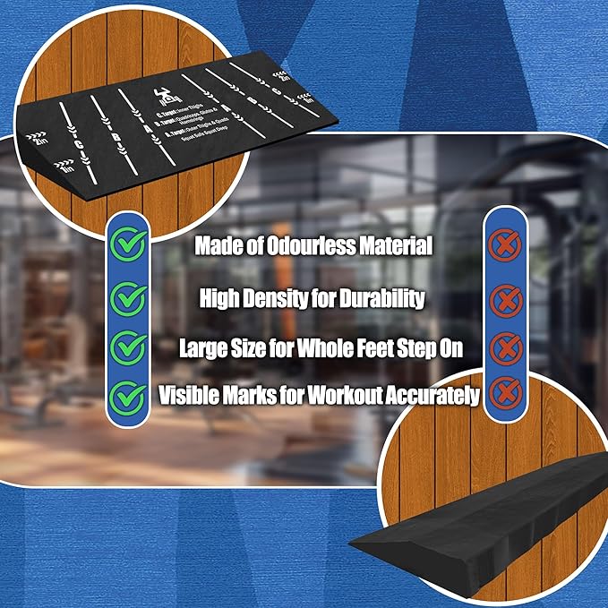 Squat Wedge Block One Piece: Heel Elevated Slant Board for Squats Weightliting Home Gym Squat Wedge