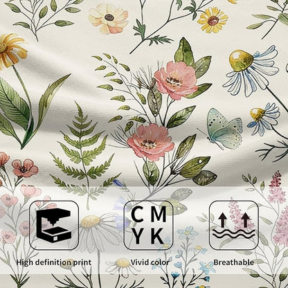 Watercolor Wildflowers Spring Kitchen Towels 14"x28" Set of 2 Rustic Floral Hand Bath Towel Vintage Flowers Seasonal Soft Absorbent Fingertip Towel for Bathroom Shower Hotel Gym