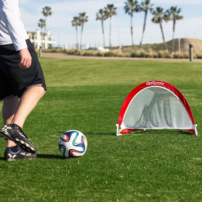 GoSports Portable Pop-Up Soccer Goals for Backyard - Kids & Adults - Set of Two Nets with Agility Training Cones and Carrying Case