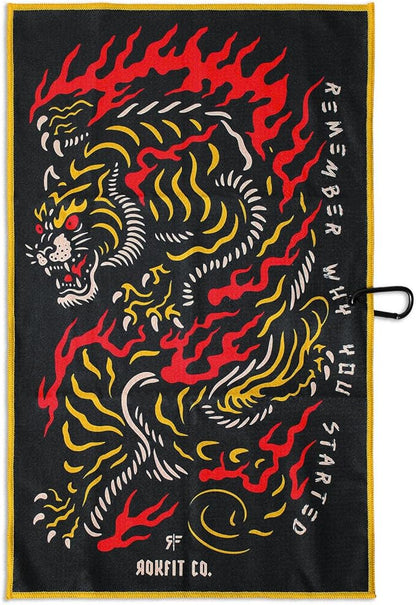 RokFit Gym & Golf Towel – Multi-Use, Quick-Dry, Durable Utility Towel with Bold Graphic and Carabiner Clip (Remember Why You Started)