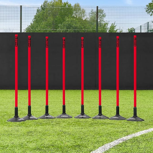 FORZA Slalom Agility Poles | Improve Endurance, Speed & Footwork | Color, Size & Rubber Base Options Available [8 Pack]