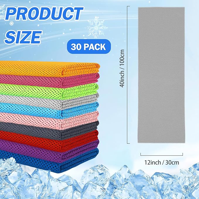 90Pack Cooling Towels for Neck and Face (40"x12"), Ice Microfiber Cooling Towels Bulk for Workout Cooling Neck Wraps Sweat Towels for Gym Yoga Golf Running Sport