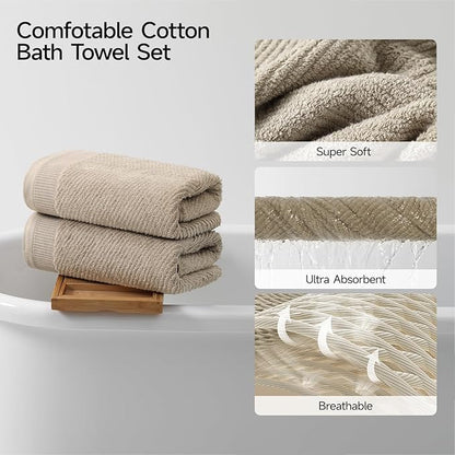 REDKISS 8-Piece Premium Towel Set, 2 Bath Towels, 2 Hand Towels, 4 Washcloths, 100% Cotton, Quick Dry, Highly Absorbent Towels for Bathroom, Gym, Hotel, Spa, Dark Coffee