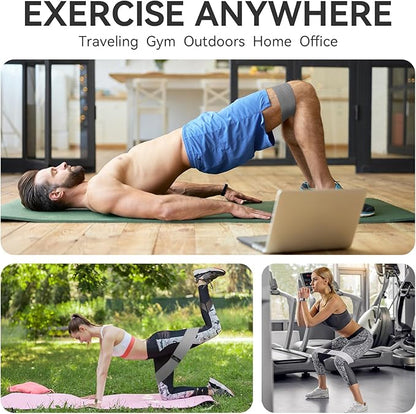 Fabric Resistance Bands for Working Out, 3 Levels Non-Slip Booty Bands for Glutes and Legs, Cloth Exercise Bands Sets with Carry Bag & Workout Guide, Light/Medium/Heavy (Light Grey/Grey/Black)