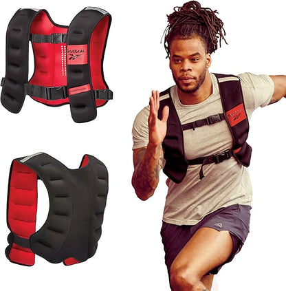 Reebok Weighted Vest Premium Adjustable Strength Training Vest with Reflective Trim for Full-Body Workouts, Cardio, Running & Rehabilitation – Comfort Fit, Durable Material