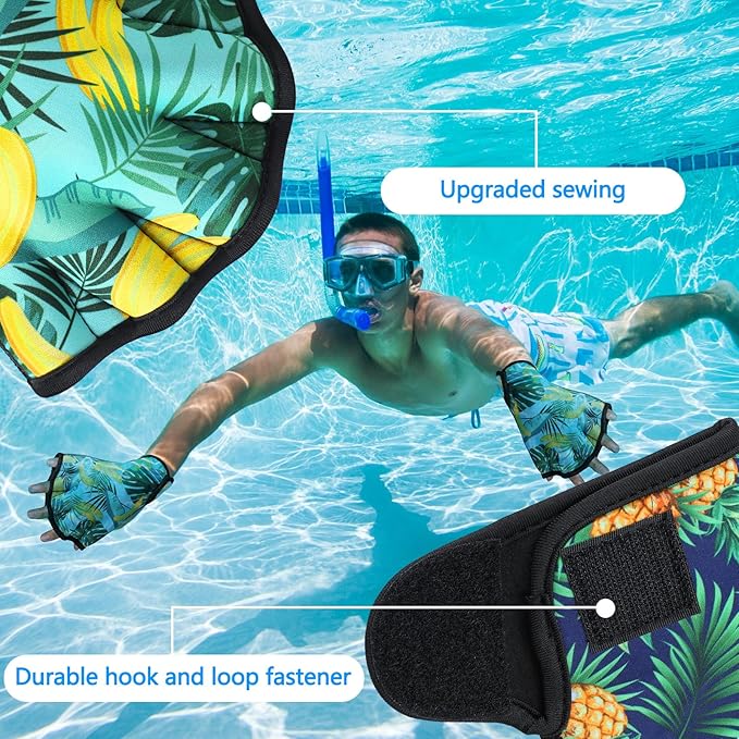 Honoson 2 Pairs Swimming Gloves Women Water Aerobics Gloves Aquatic Fitness Water Resistance Webbed for Men Women Unisex Poll Training Exercise