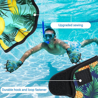 Honoson 2 Pairs Swimming Gloves Women Water Aerobics Gloves Aquatic Fitness Water Resistance Webbed for Men Women Unisex Poll Training Exercise