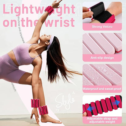 Ankle Weights Set of 2 (1 lb/2 lb Each) for Women Men Adjustable Wrist Bracelet for Home Gym Weighted Bangles Wristbands Leg Arm Weights for Walking Swimming Running Pilates Yoga Gym