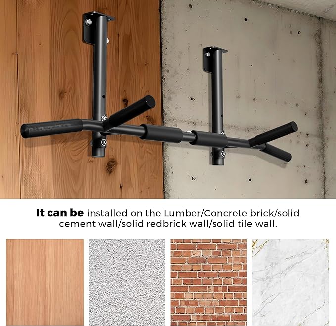 Joist Mounted Pull Up Bar, 3 in 1 Chin Up Bar Ceiling Mount Adjustable Height, 42" Wide Bar for Home Gym Cross Training Strength Building, Up to 350LBS