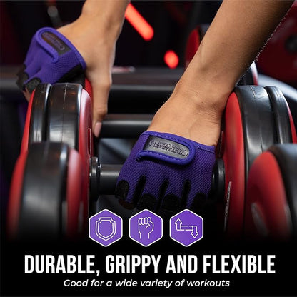 Contraband Pink Label 5537 Womens Micro Weight Lifting Gloves w/Grip-Lock Silicone Padding (Pair) - Minimalist Half Gloves - Apple Watch Friendly