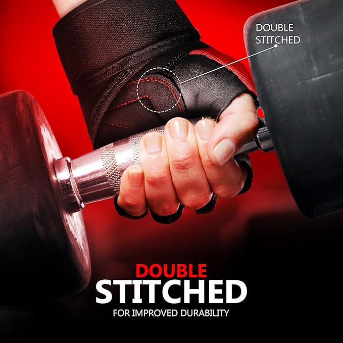 DXM SPORTS Weight Lifting Gym Workout Gloves with Wrist Wrap Support for Men & Women, Full Palm Protection Exercise Gloves for Weightlifting, Training, Fitness, Hanging, Pull ups